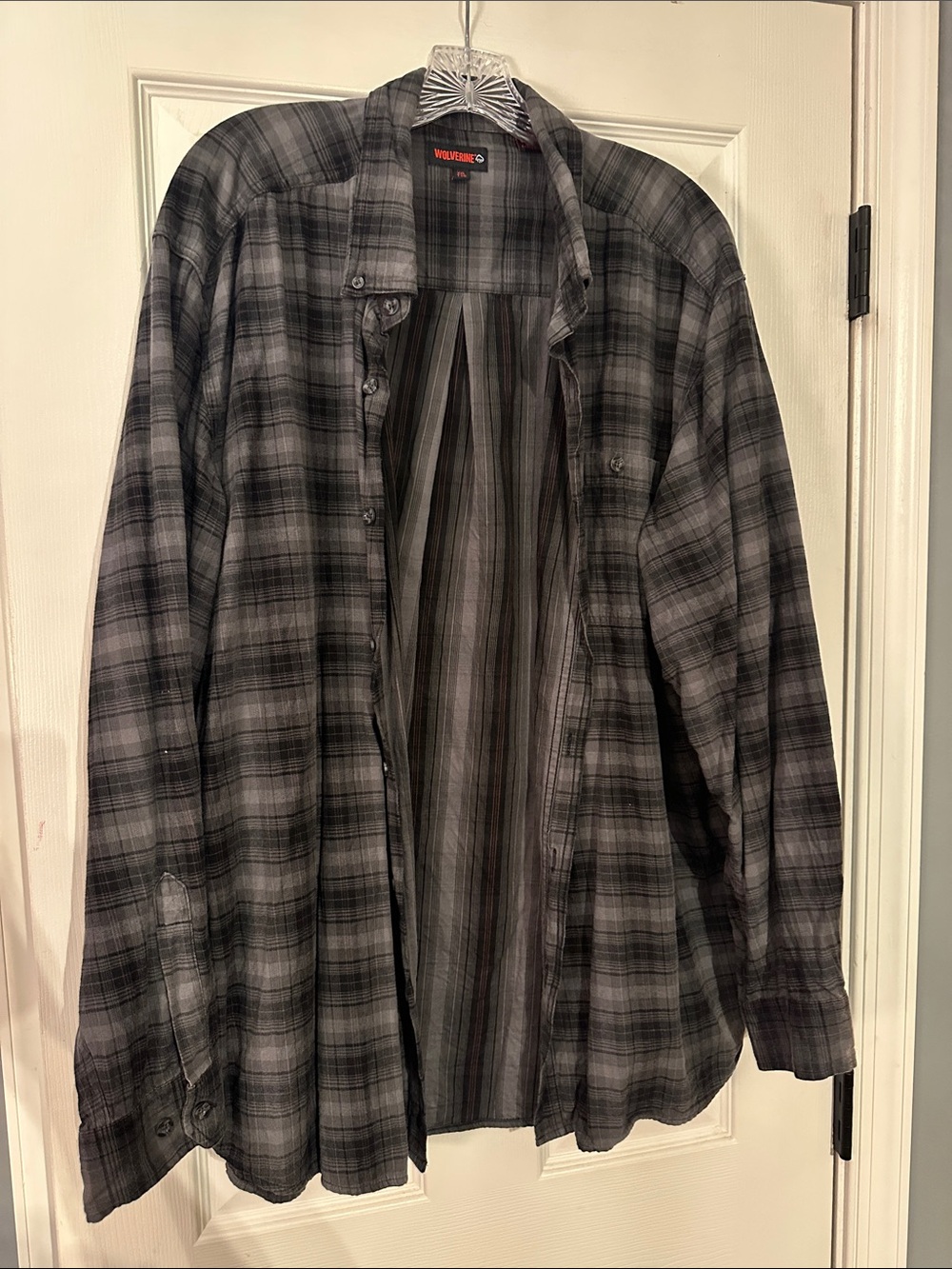 Wolverine Black & Gray Plaid flannel dress shirt XXL